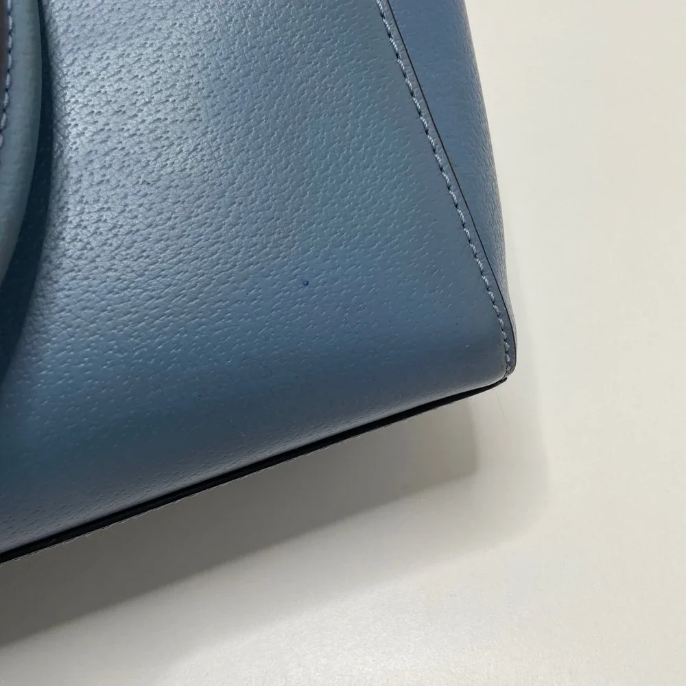 Kate Spade New York Blue Pebbled Leather Satchel Crossbody Bag Gold Hardware